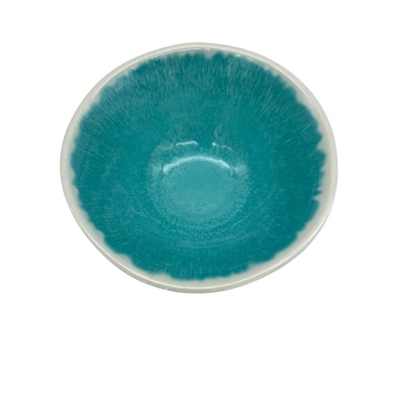 Set Of 5 Melamine Bowls 6.75" Diameter Aqua Interior White Exterior Unbranded - Picture 3 of 6